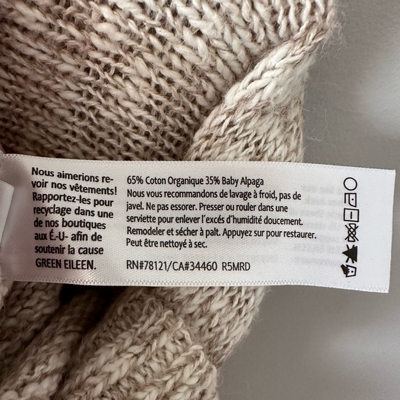 Eileen Fisher Natural Funnel Neck Poncho Organic Cotton Alpaca Lagenlook Oatmeal - Picture 8 of 8